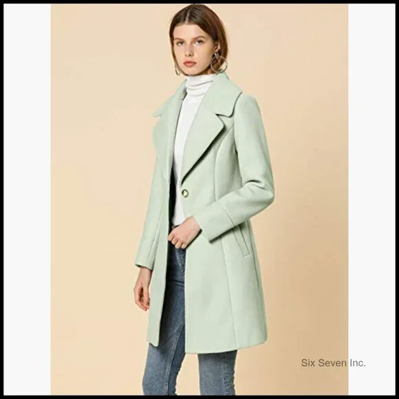 Polyester Overcoat Notched Collar Single Breasted Winter Long Coat